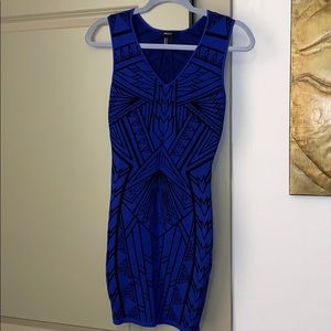 F21 Small Blue Black Knit Thick Bodycon Dress